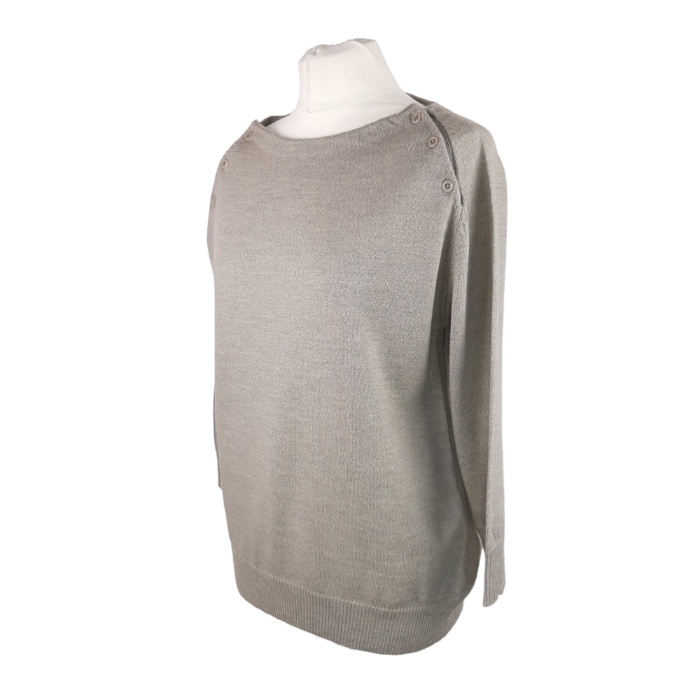 TOAST Button Shoulder Jumper UK 8 Marl Knit Grey/Beige - Picture 5 of 12